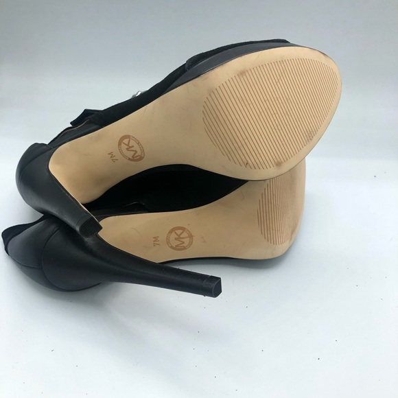 Michael Michael Kors Size 7 Black Leather Suede Isabella Open Toe Booties - Picture 8 of 8